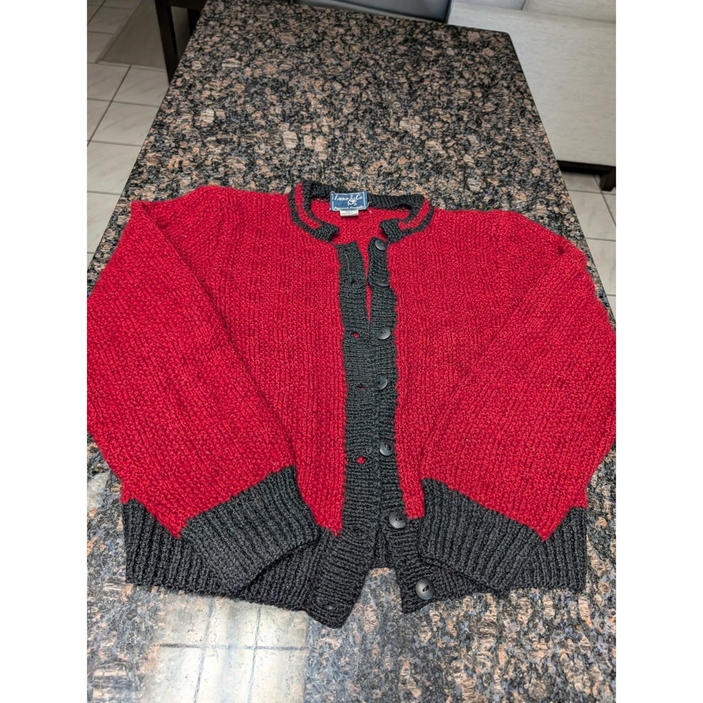 lane and company red knit cardigan Vintage